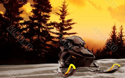 Snowmobile Sunset Snowmobile Sunset