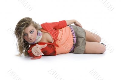 Sexy girl in red blouse