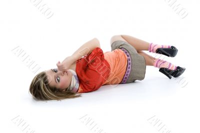 Sexy girl in red blouse