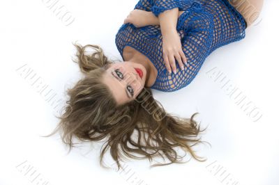 Sexy girl with  blue blouse