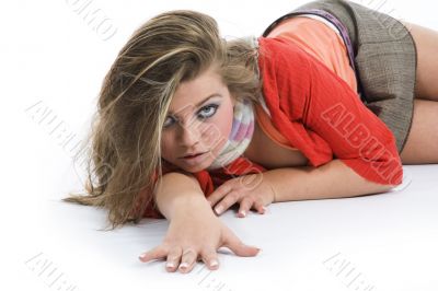 Sexy girl in red blouse