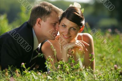 Bride and Groom being romantic