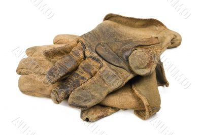 Worn Leather Work Gloves