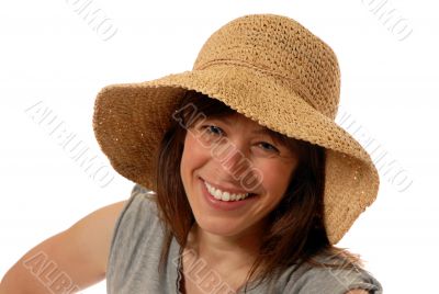 young lady  with straw hat