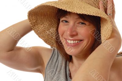 young lady  with straw hat