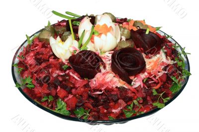 Vinaigrette decorated by a bulb and beet