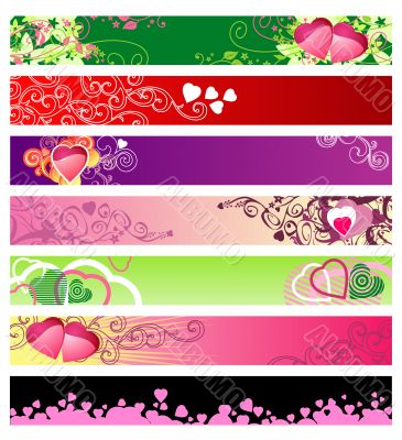 love &amp; hearts website banners / vector / set 1