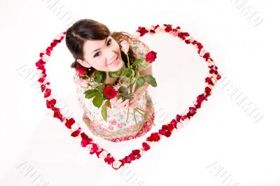 happy valentine girl with roses happy valentine girl with roses