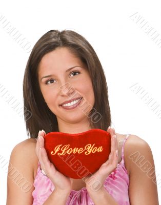 Woman sending a love message Woman sending a love message