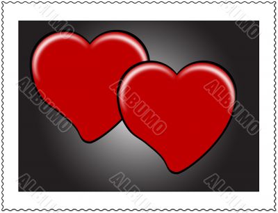 Stamp with two hearts