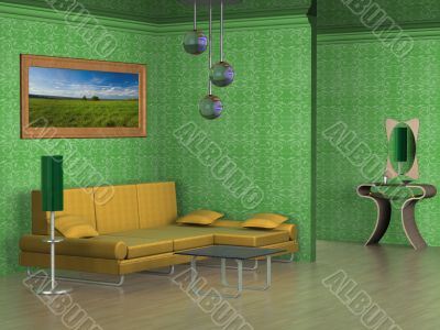 Interior of a drawing room. 3D image.