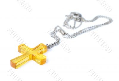 Amber Cross With Small Chain