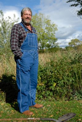 farmer in bib overalls