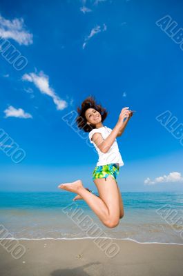 happy jump at the beach happy jump at the beach