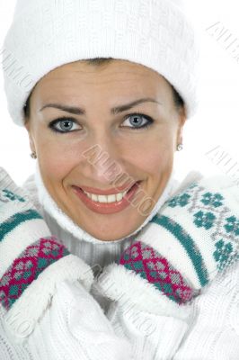 beautiful woman in white sweater