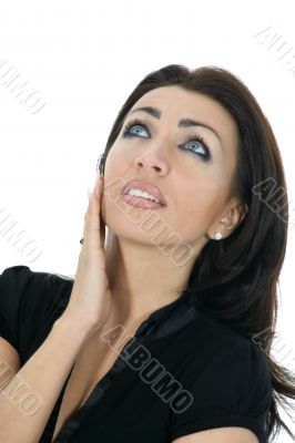 portrait of the brunette with blue eye