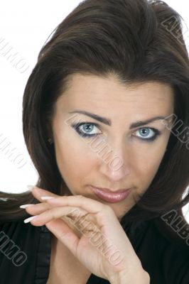 portrait of the brunette with blue eye