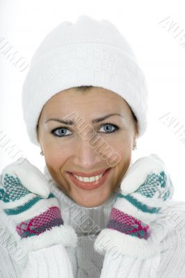 beautiful woman in white sweater