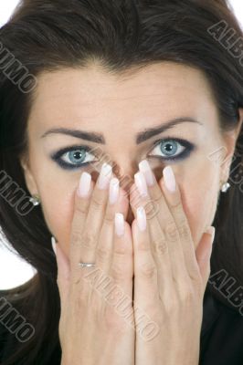 portrait of the brunette with blue eye