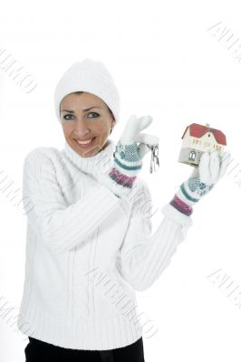 Business woman advertises real estate