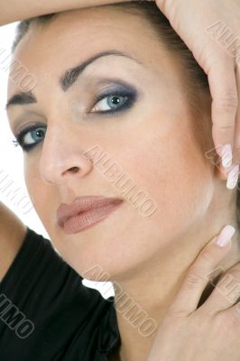 portrait of the brunette with blue eye