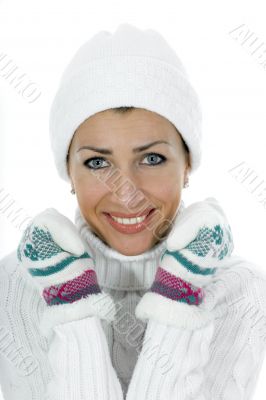 beautiful woman in white sweater