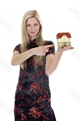 Business woman advertises real estate