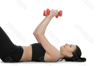 beautiful girl with dumbbells