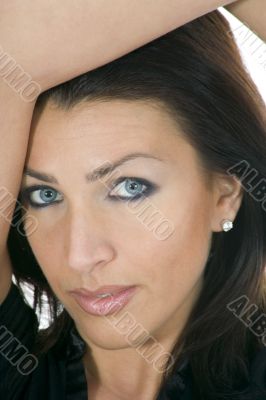 portrait of the brunette with blue eye