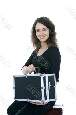 Young woman with  suitcase