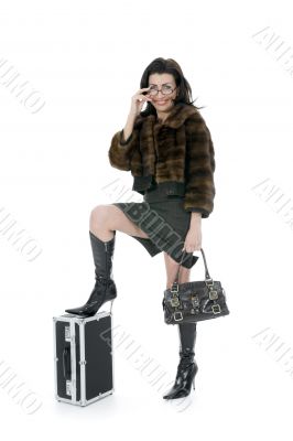 Young woman with  suitcase
