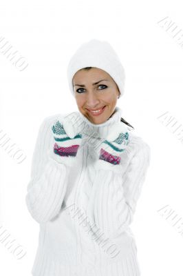 beautiful woman in white sweater