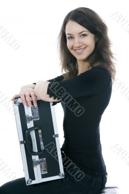 Young woman with  suitcase