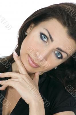 portrait of the brunette with blue eye