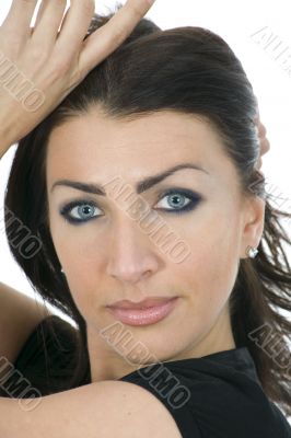 portrait of the brunette with blue eye