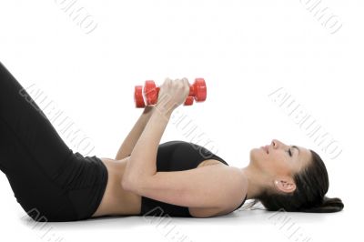 beautiful girl with dumbbells
