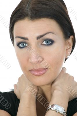 portrait of the brunette with blue eye