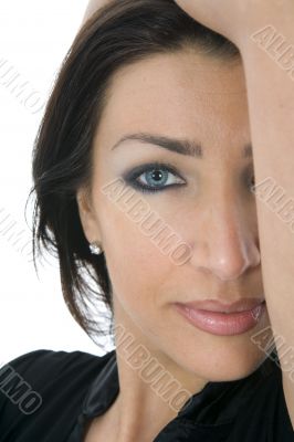 portrait of the brunette with blue eye