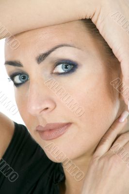 portrait of the brunette with blue eye