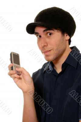 Young man texting on mobile phone