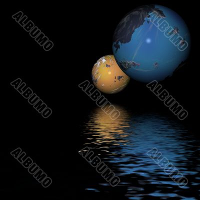 orange ball over water orange ball over water