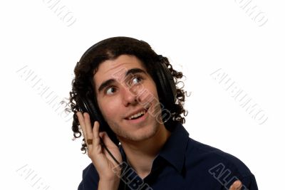 headphone listen young man