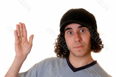 young man hand gesture