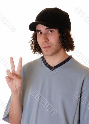young man hand gesture