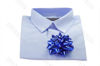 Blue Shirt with a ribbon