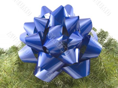 Blue bow on garland