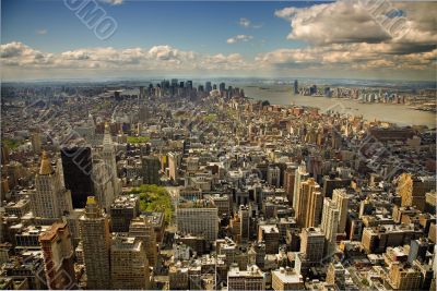 An aerial view of midtown Manhattan New York