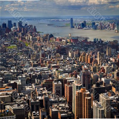 An aerial view of midtown Manhattan New York