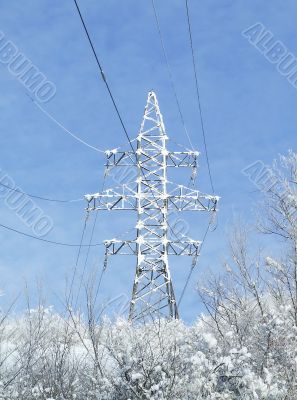 Snow-covered electric power lines