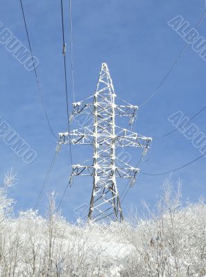 Snow-covered electric power lines